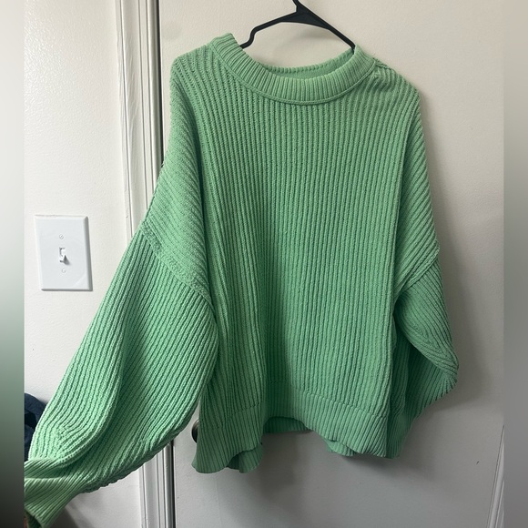 aerie Sweaters - Aerie Light Green Ribbed Oversized Crewneck Sweater